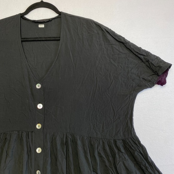 ZARA Dress Womens Medium Black Short Sleeve Premium Denim Boho Oversized - Picture 3 of 12